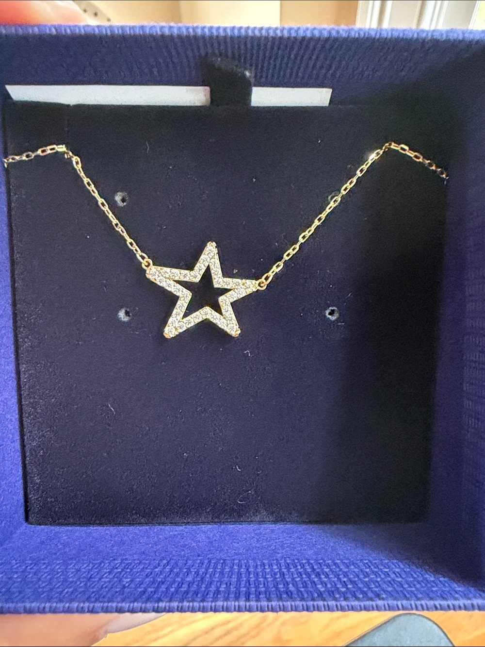 Swarovski Gold Star Outline Necklace with Crystals